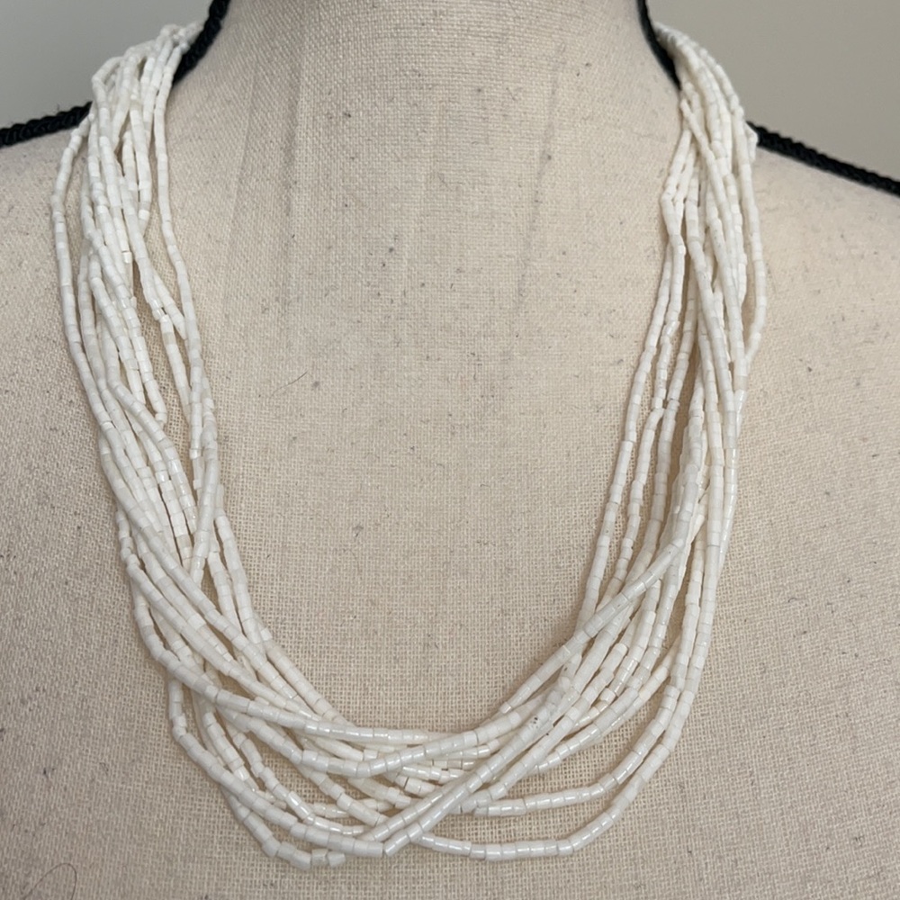 Boho White necklace | Sterling Multi Strand Necklace | Luxury Beaded Necklace